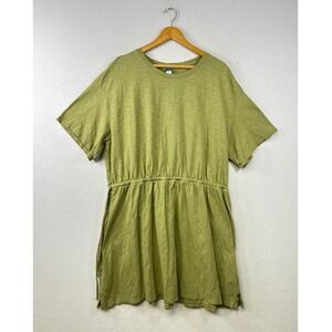 Old Navy Olive Green T Shirt Dress Drawstring‎ Waist Casual Size XXL 100% Cotton